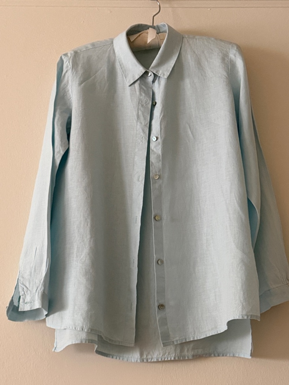 Eileen Fisher linen button up tunic shirt top PP